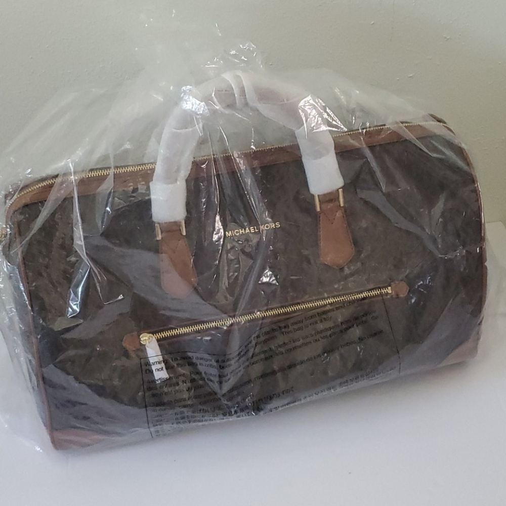 🆕️ MICHAEL KORS Travel XL Duffle Brown - Picture 9 of 10